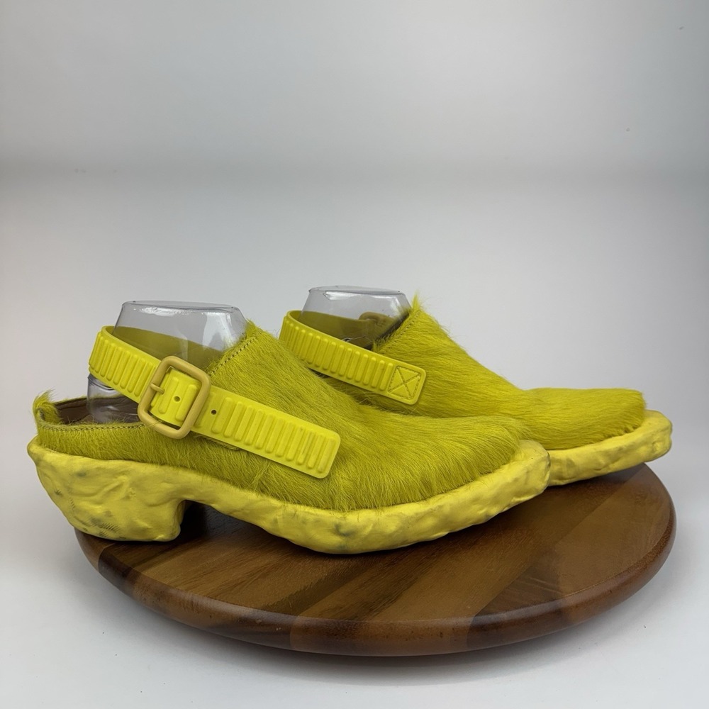 Mens CAMPERLAB Venga Yellow Fur Slingback Casual Slip‎ On Clogs Shoes Size EU 42